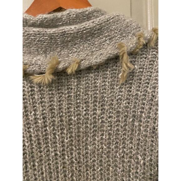 Escio Anthropologie Long Cardigan Sweater Medium Wool Blend Ruffle Fringe Boho - Picture 8 of 10